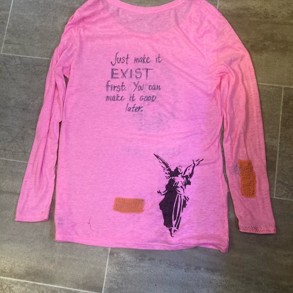 Pink Graphic Boho Long Sleeve Top - Picture 5 of 7